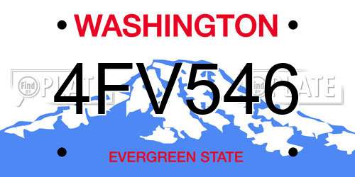 4FV546 Washington License Plate