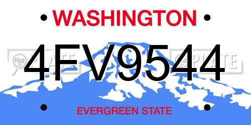 4FV9544 Washington License Plate