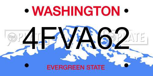 4FVA62 Washington License Plate