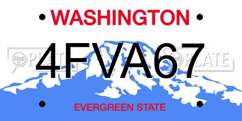 4FVA67 Washington License Plate