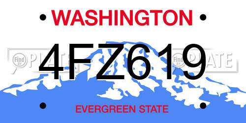 4FZ619 Washington License Plate