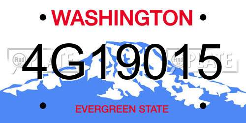 4G19015 Washington License Plate
