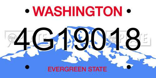 4G19018 Washington License Plate
