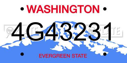 4G43231 Washington License Plate