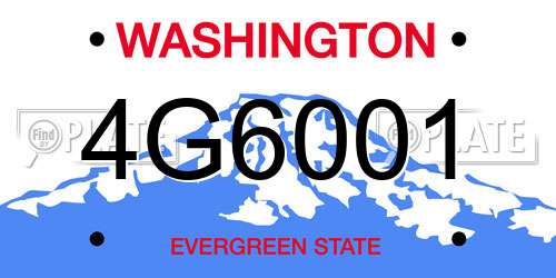 4G6001 Washington License Plate