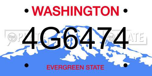 4G6474 Washington License Plate
