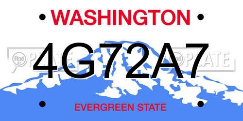 4G72A7 Washington License Plate