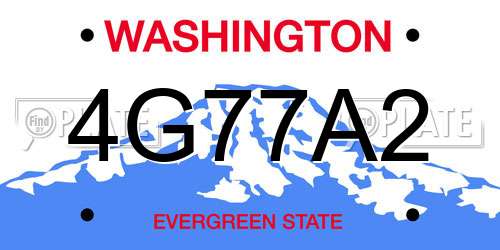 4G77A2 Washington License Plate