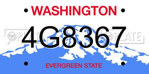 4G8367 Washington License Plate