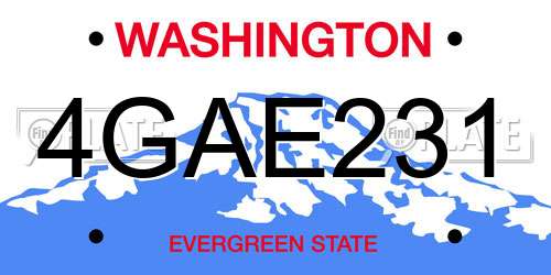 4GAE231 Washington License Plate