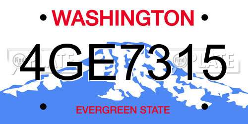 4GE7315 Washington License Plate