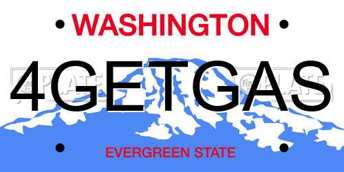 4GETGAS Washington License Plate