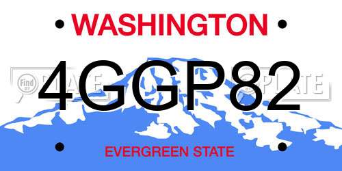 4GGP82 Washington License Plate