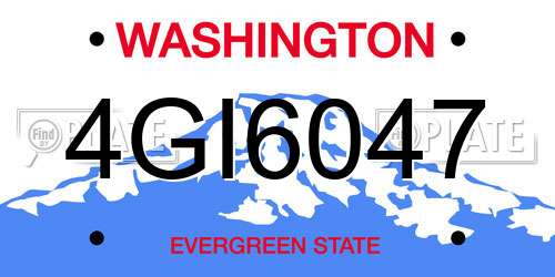 4GI6047 Washington License Plate
