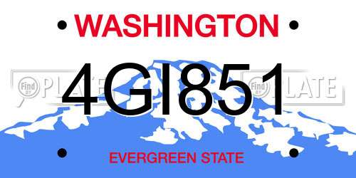 4GI851 Washington License Plate