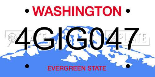 4GIG047 Washington License Plate