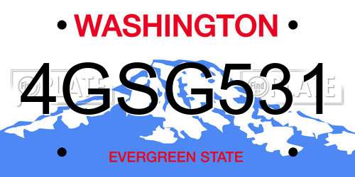 4GSG531 Washington License Plate