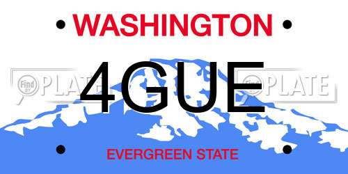 4GUE Washington License Plate