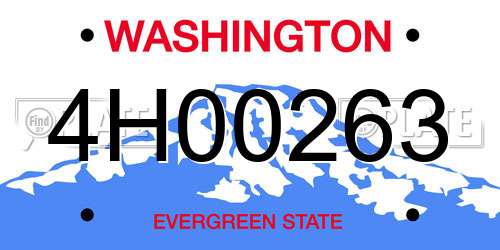4H00263 Washington License Plate