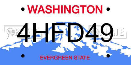4HFD49 Washington License Plate