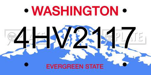 4HV2117 Washington License Plate