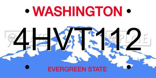 4HVT112 Washington License Plate