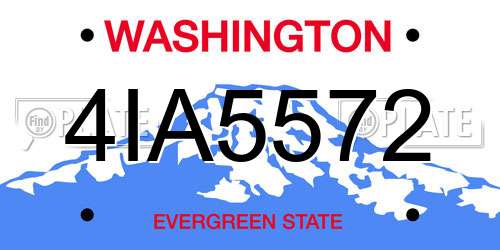 4IA5572 Washington License Plate