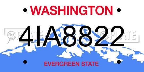 4IA8822 Washington License Plate
