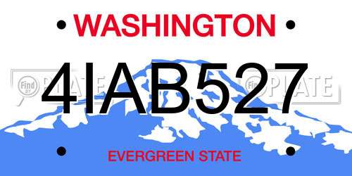 4IAB527 Washington License Plate