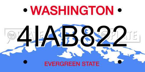 4IAB822 Washington License Plate