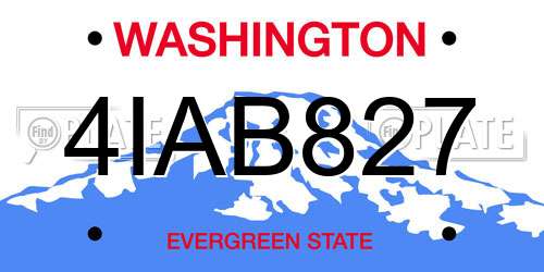 4IAB827 Washington License Plate