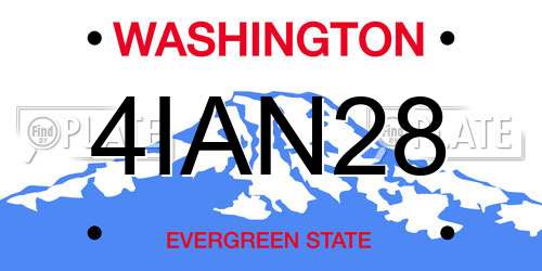 4IAN28 Washington License Plate