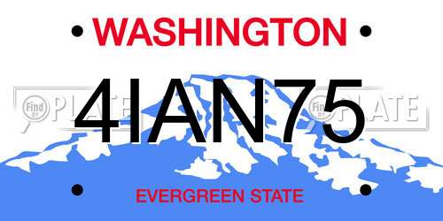 4IAN75 Washington License Plate