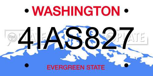4IAS827 Washington License Plate
