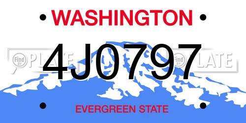 4J0797 Washington License Plate