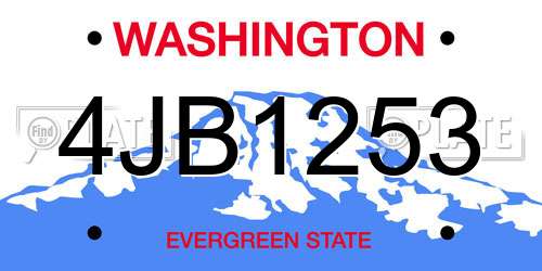 4JB1253 Washington License Plate
