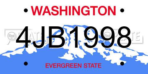 4JB1998 Washington License Plate