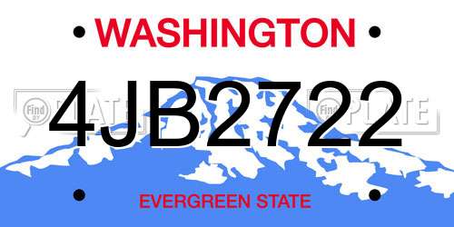 4JB2722 Washington License Plate