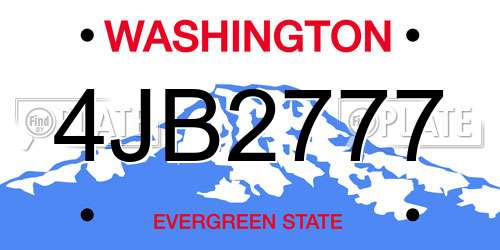 4JB2777 Washington License Plate