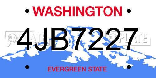 4JB7227 Washington License Plate