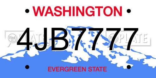 4JB7777 Washington License Plate
