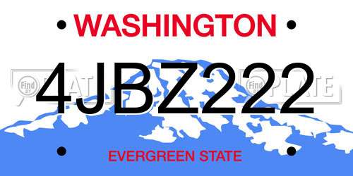 4JBZ222 Washington License Plate