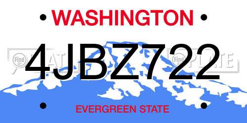 4JBZ722 Washington License Plate