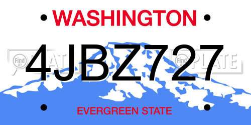 4JBZ727 Washington License Plate