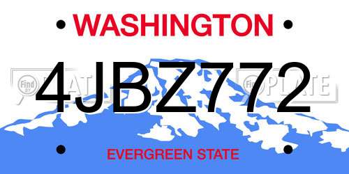 4JBZ772 Washington License Plate