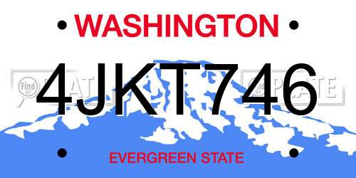4JKT746 Washington License Plate