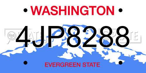 4JP8288 Washington License Plate