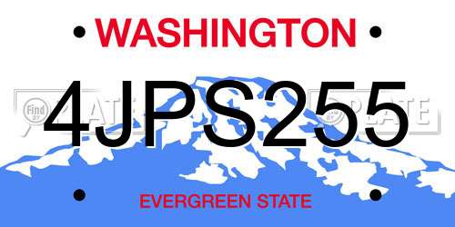 4JPS255 Washington License Plate