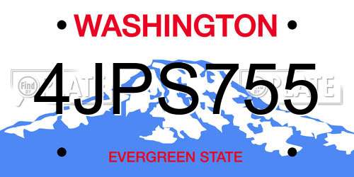 4JPS755 Washington License Plate