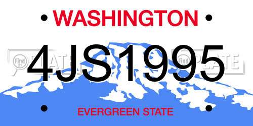 4JS1995 Washington License Plate